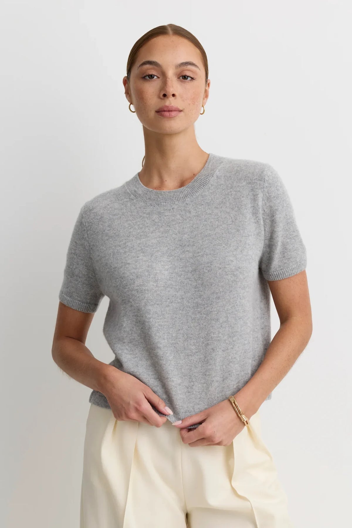 Kadri Cashmere Crew Tee Sweaters & Knits One Grey Day