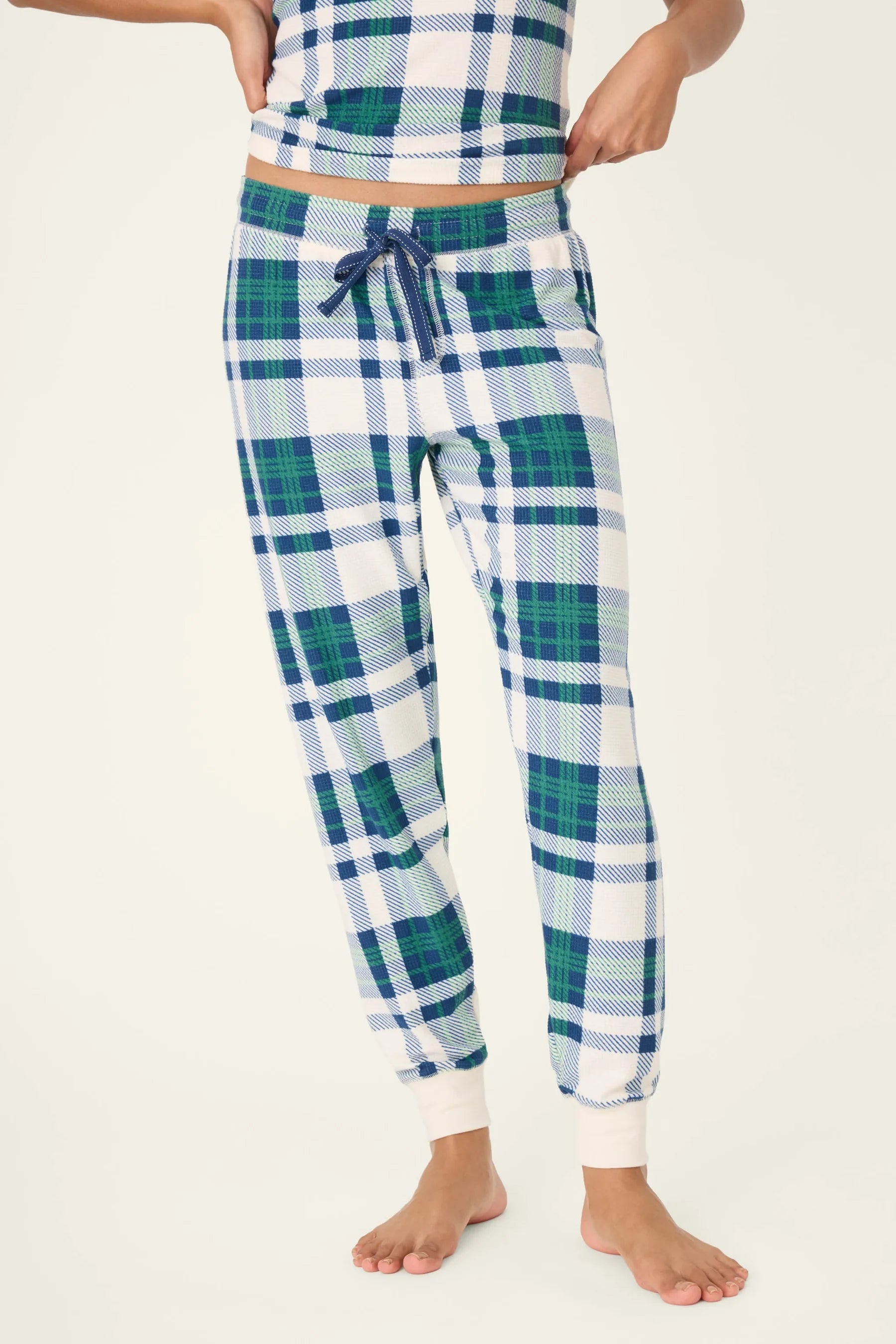 Cozy Life Plaid Thermal Velour Banded Pants Loungewear P.J. Salvage