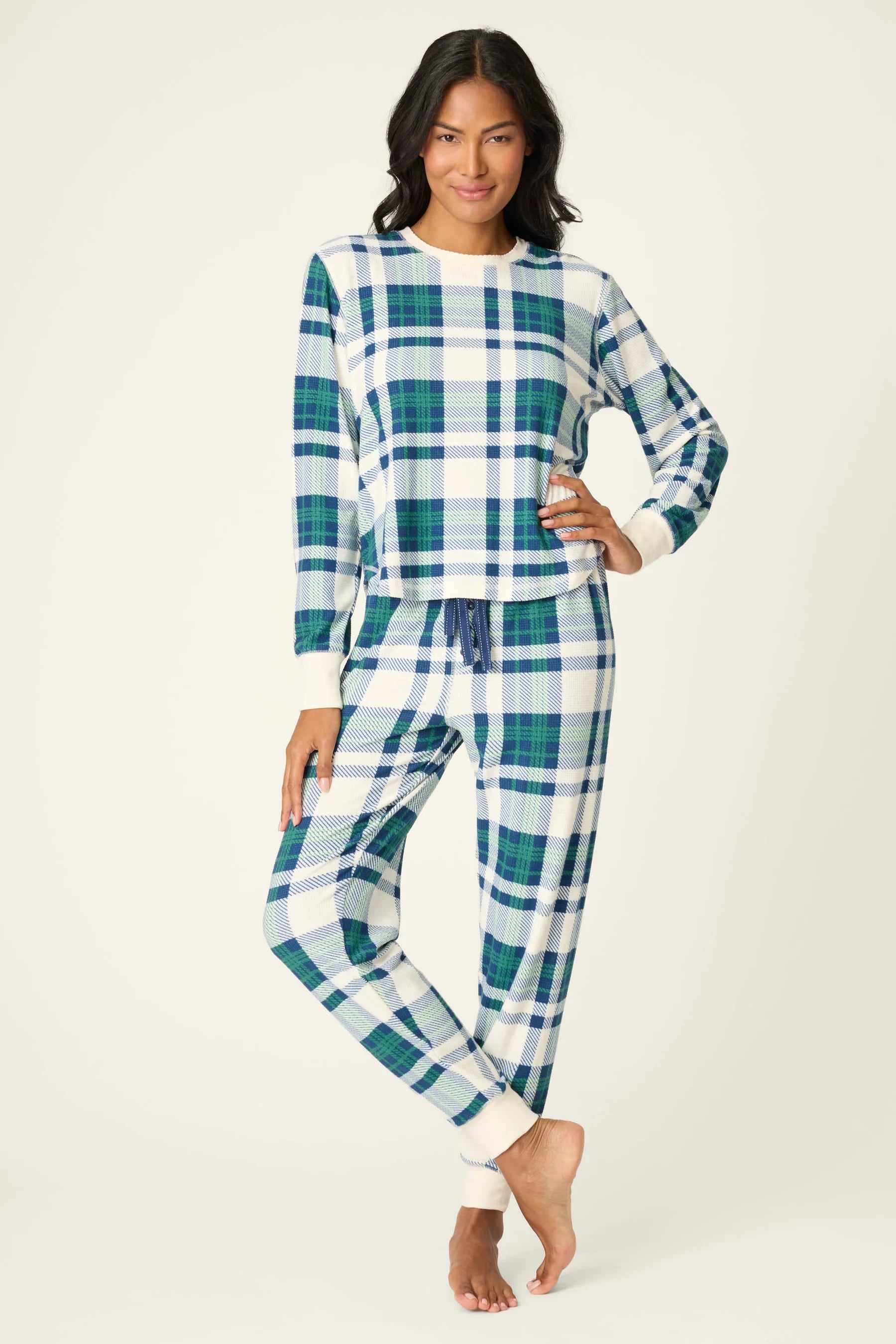 Cozy Life Thermal Velour Plaid PJ Set Sleepwear P.J. Salvage