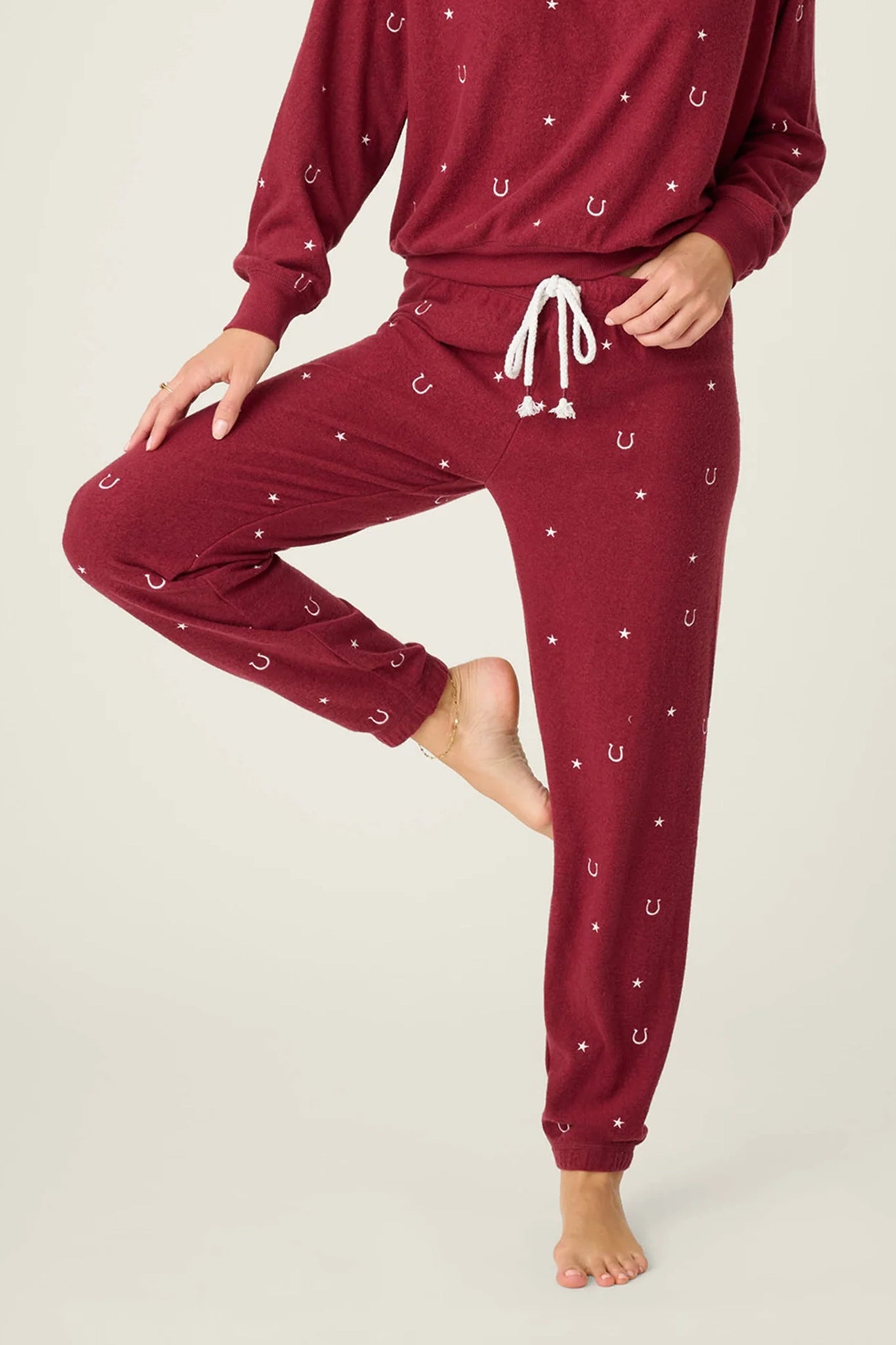 Hold Your Horses Horseshoe Embroidered Sweatpants Sleepwear P.J. Salvage