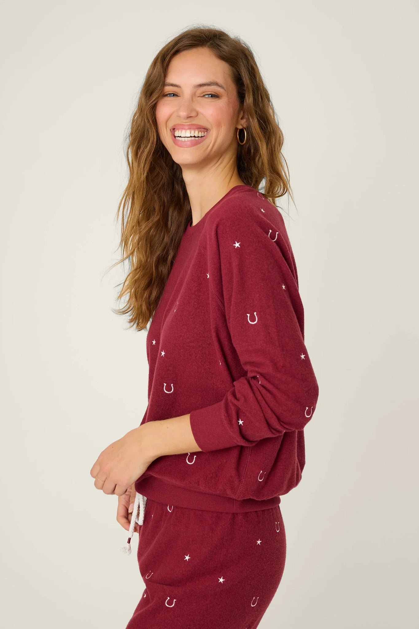 Hold Your Horses Horseshoe Embroidered Sweatshirt Sleepwear P.J. Salvage