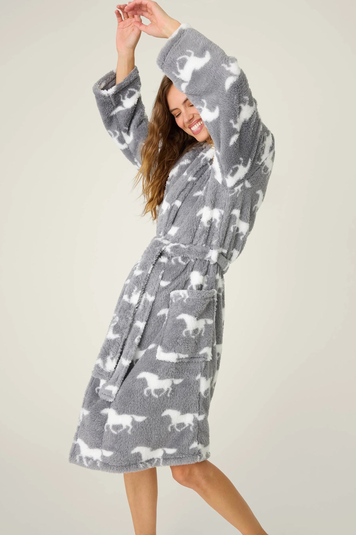 Let's Get Cozy Plush Horse Print Robe Loungewear P.J. Salvage
