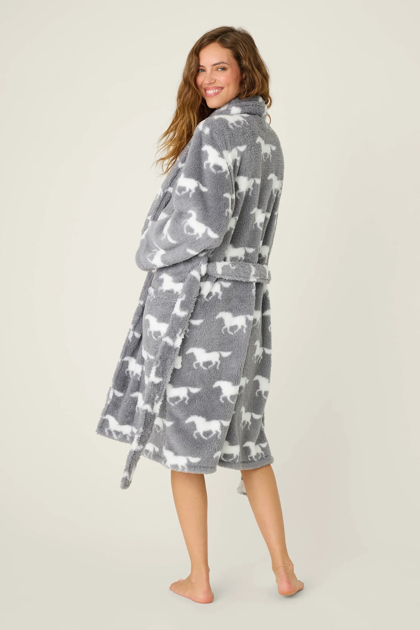 Let's Get Cozy Plush Horse Print Robe Loungewear P.J. Salvage