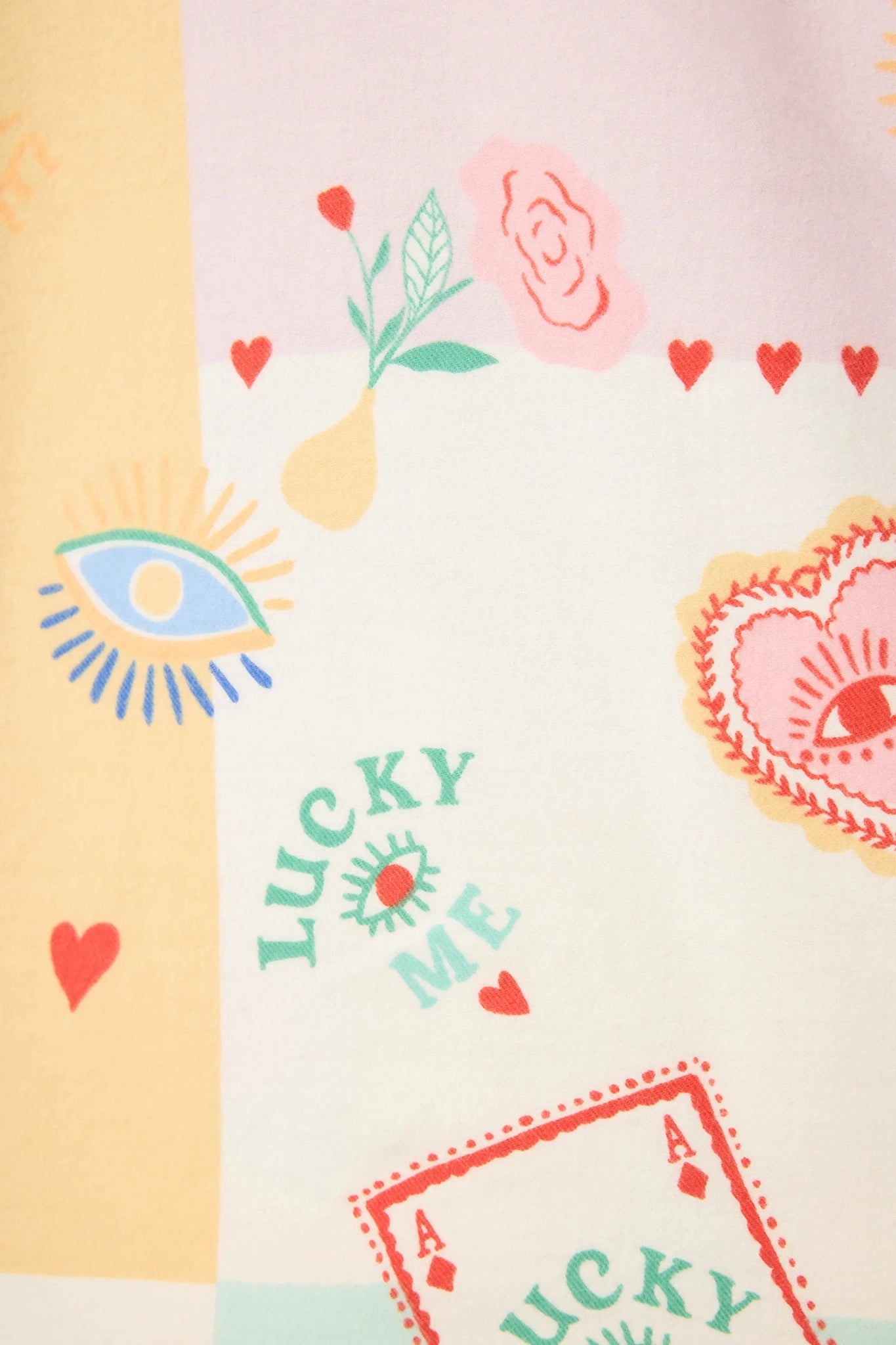 Lucky Me Tarot Card Print 3-Piece Flannel PJ Set Sleepwear P.J. Salvage