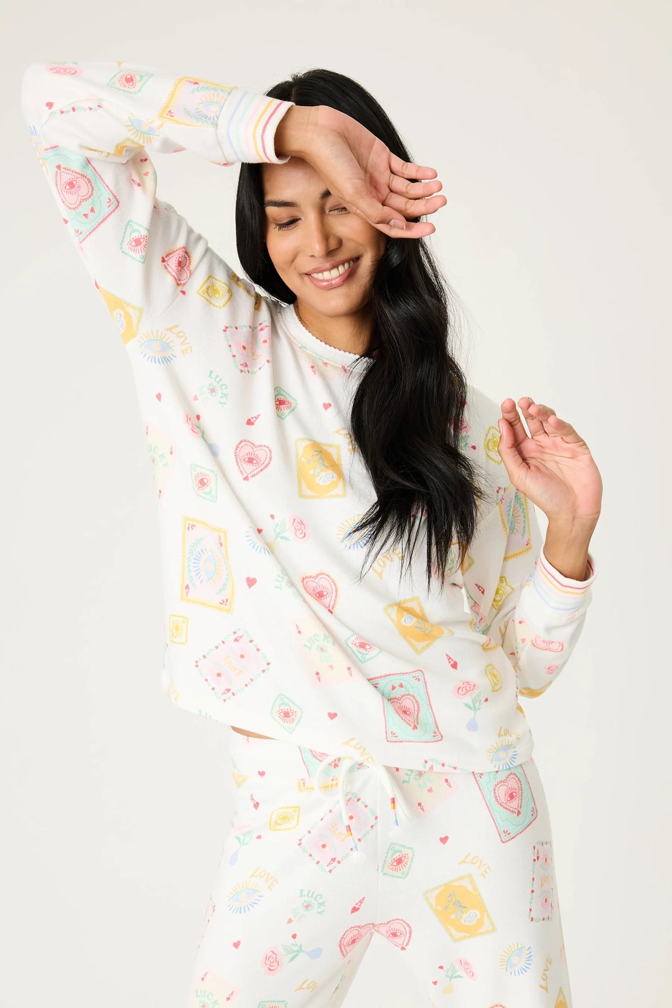 Lucky Me Tarot Card Print Long Sleeve Top Sleepwear P.J. Salvage