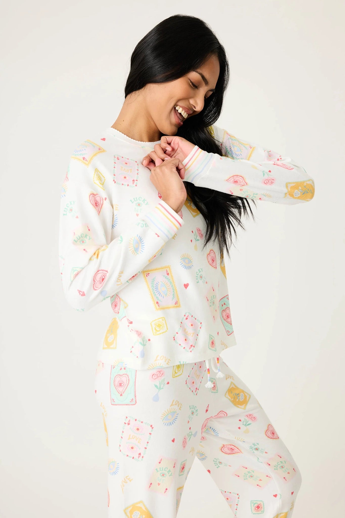 Lucky Me Tarot Card Print Long Sleeve Top Sleepwear P.J. Salvage