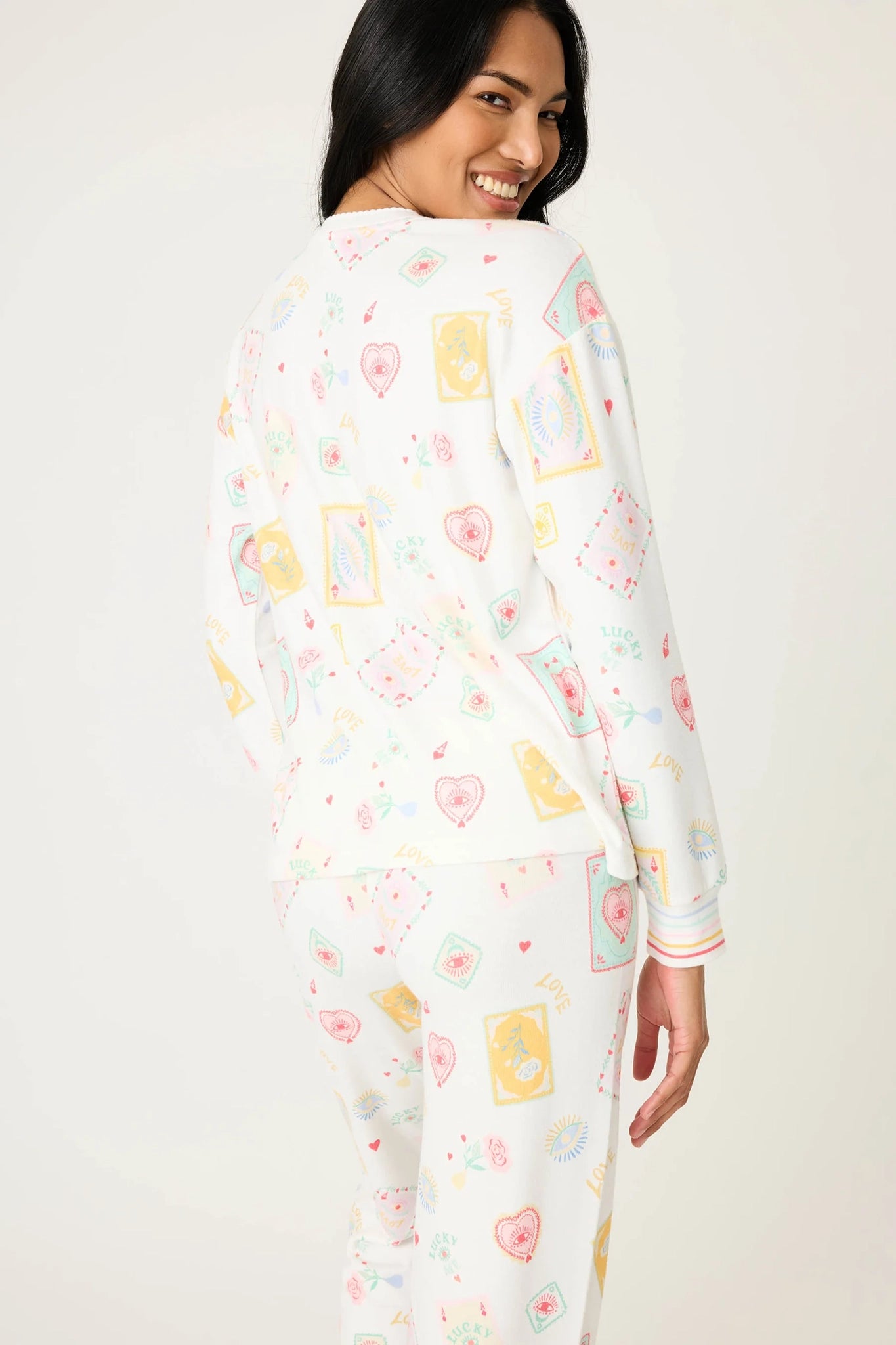 Lucky Me Tarot Card Print Long Sleeve Top Sleepwear P.J. Salvage