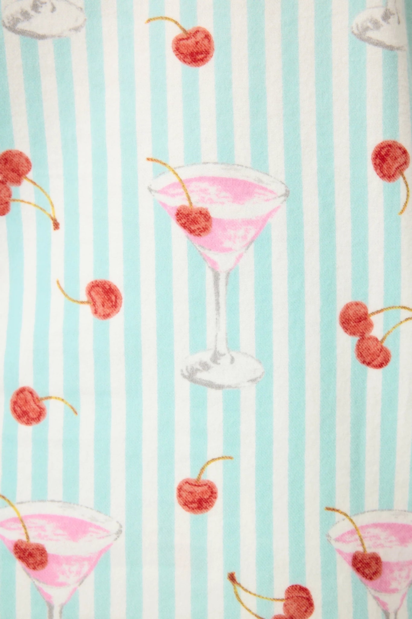 Ma Cherie Cherry Print 3-Piece Flannel PJ Set Sleepwear P.J. Salvage