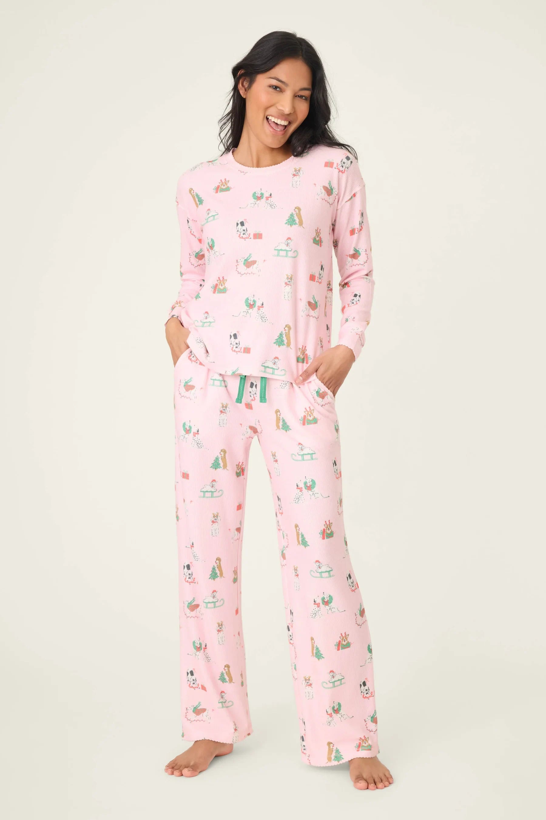 Peace & Pawlidays Dog Print Pants Set Sleepwear P.J. Salvage