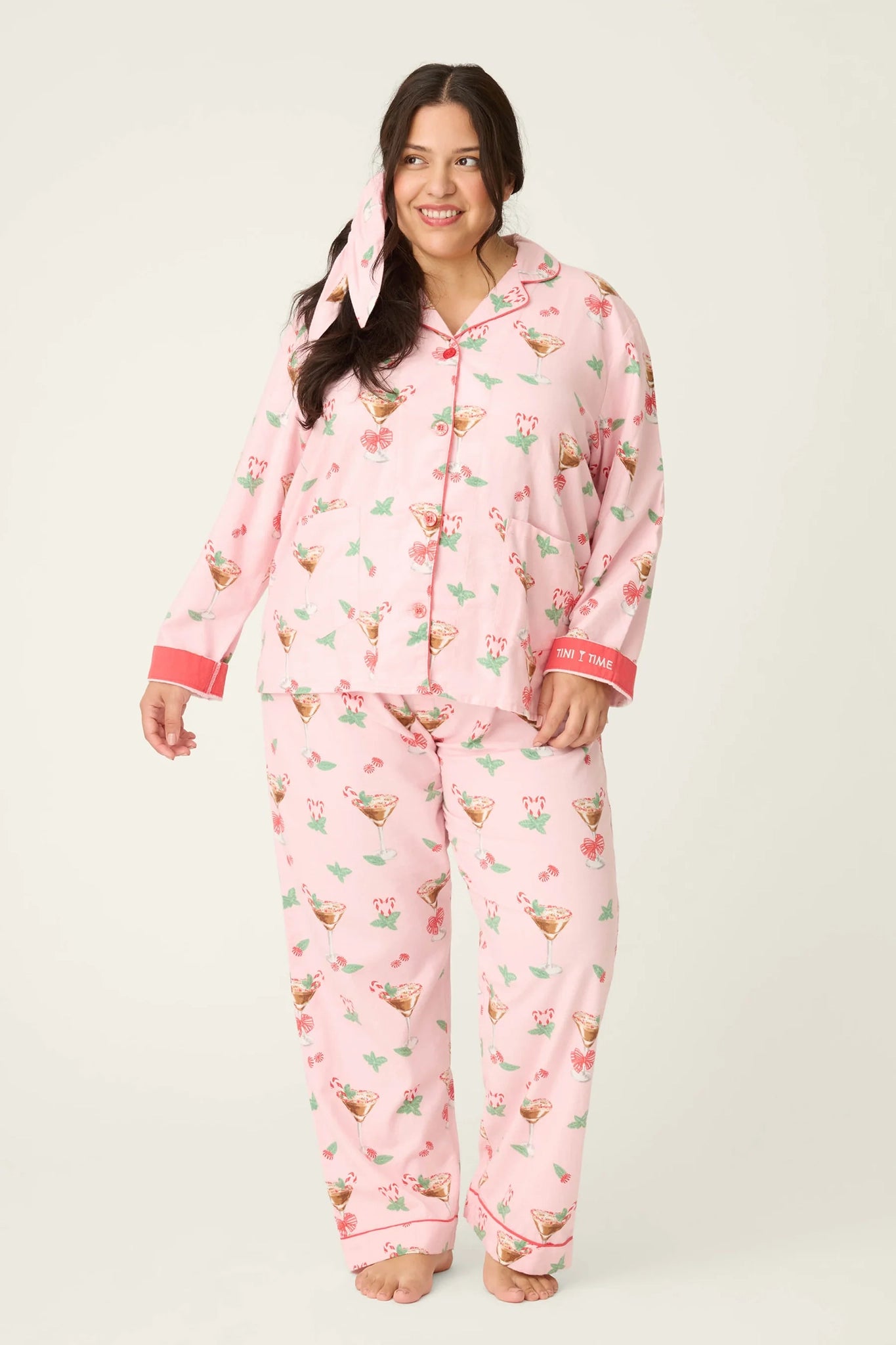 Tini Time Drink Print 3-Piece Flannel PJ Set Sleepwear P.J. Salvage