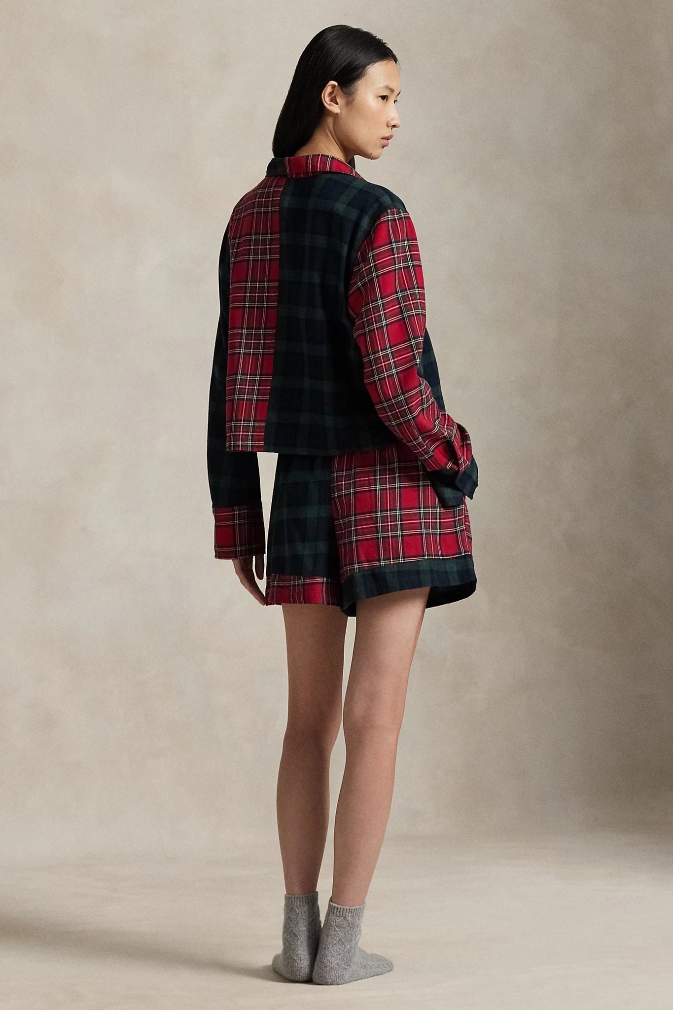 Plaid Flannel Crop Top & Boxer PJ Set Sleepwear Polo Ralph Lauren