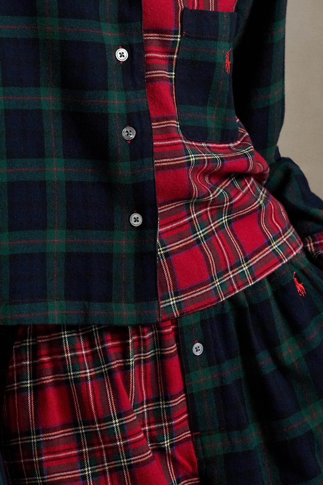 Plaid Flannel Crop Top &amp; Boxer PJ Set Sleepwear Polo Ralph Lauren