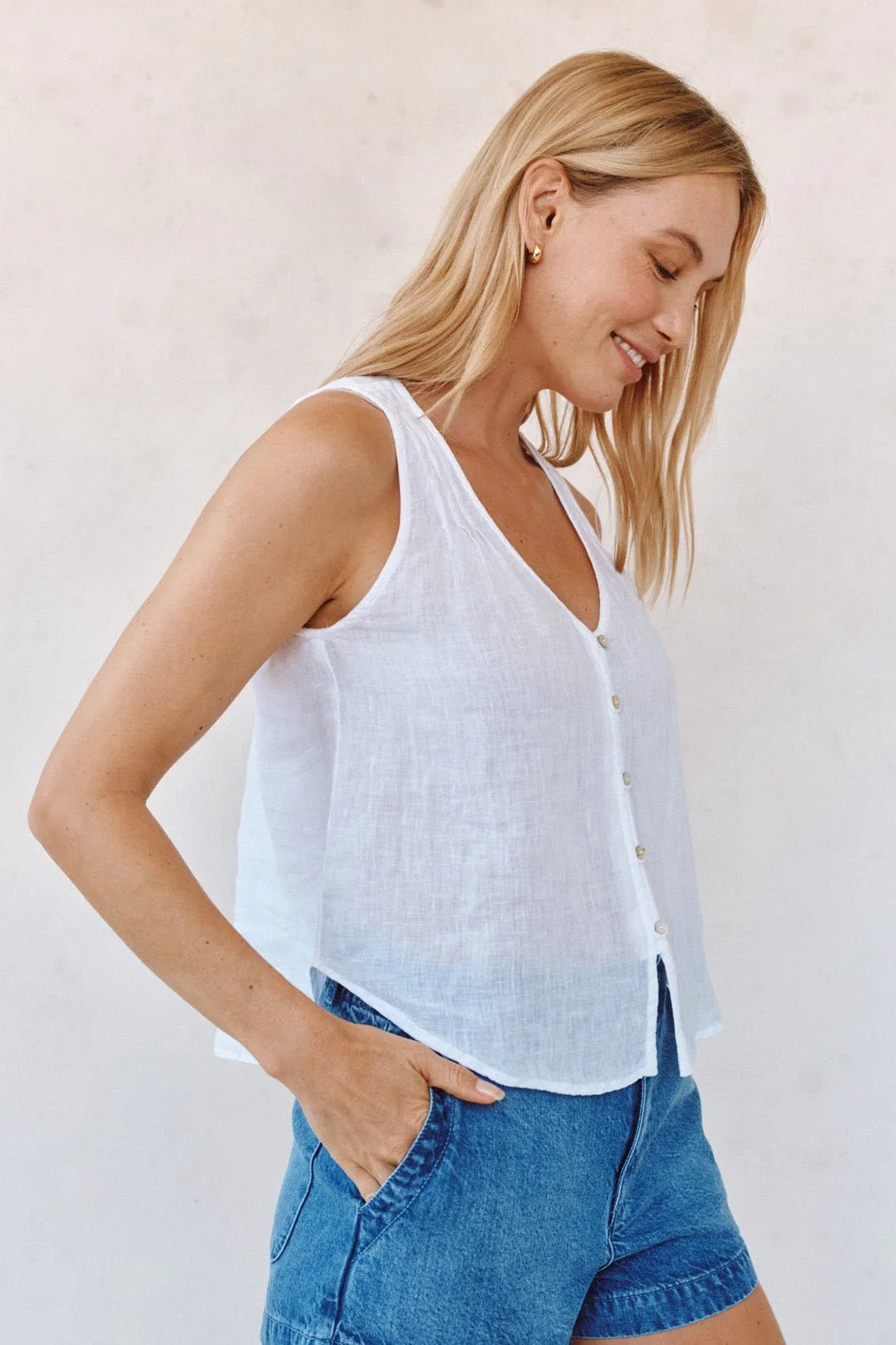 Sleeveless Pintuck V Neck Top Shirts &amp; Tops Bella Dahl