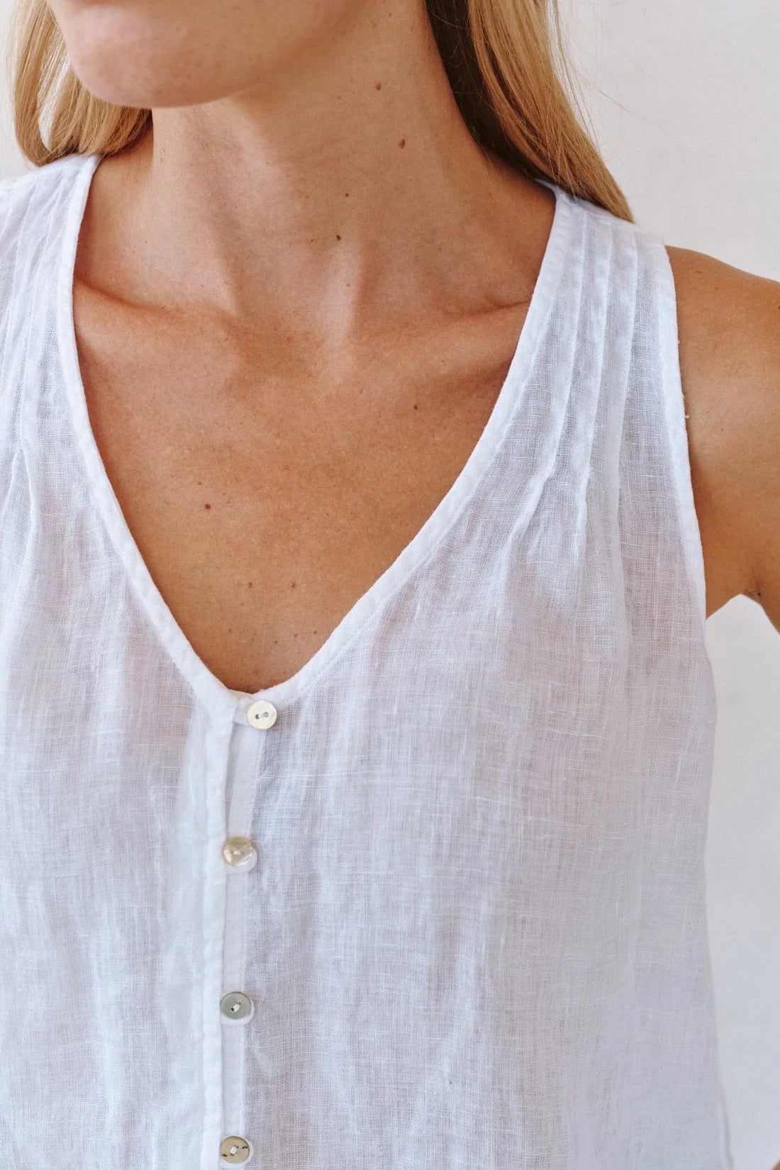 Sleeveless Pintuck V Neck Top Shirts &amp; Tops Bella Dahl
