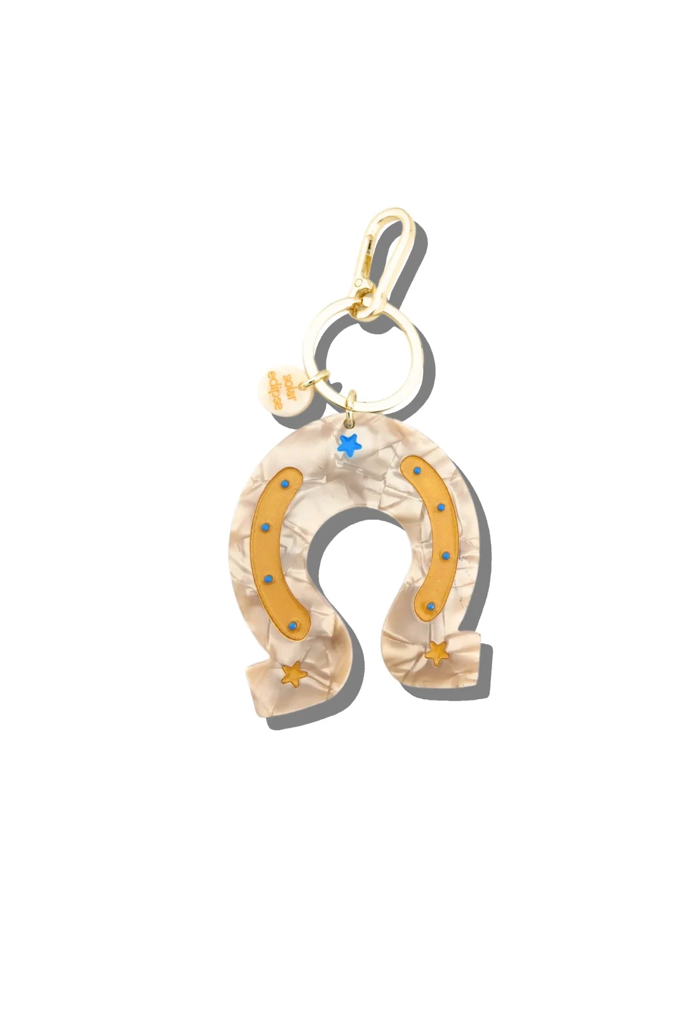 Hand-painted Lucky Horseshoe Bag Charm + Keychain Accessories Solar Eclipse