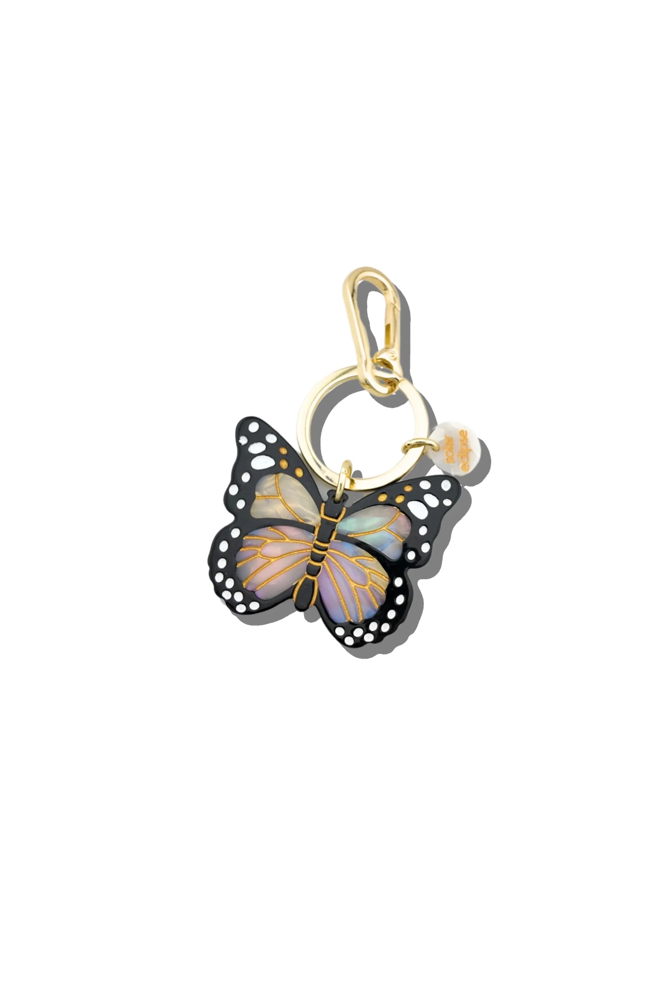 Hand-painted Monarch Butterfly Bag Charm + Keychain Accessories Solar Eclipse