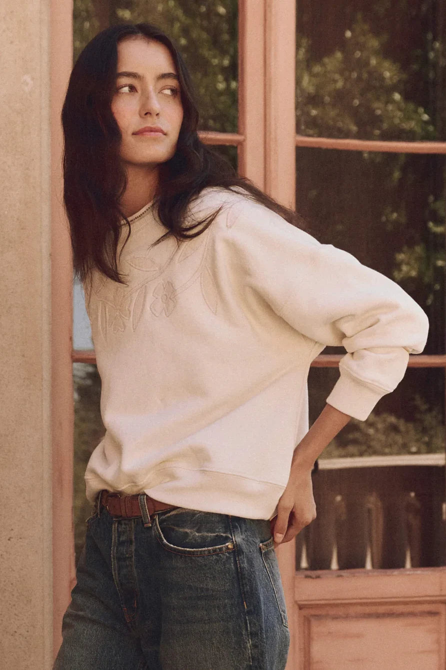 The Floral Applique Teammate Sweatshirt Sweaters & Knits The Great