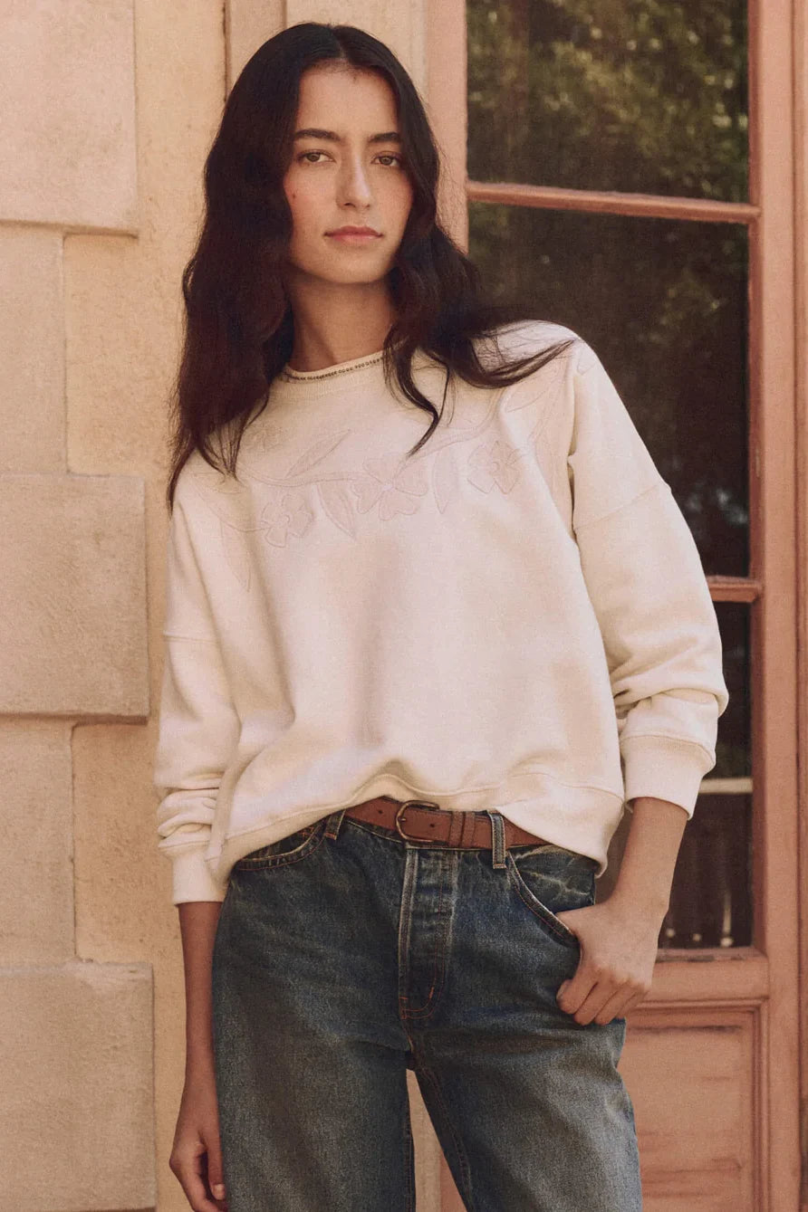 The Floral Applique Teammate Sweatshirt Sweaters & Knits The Great