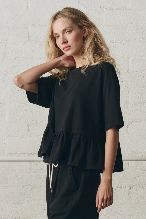 The Oversized Ruffle Peplum Tee T-Shirts & Tanks The Great