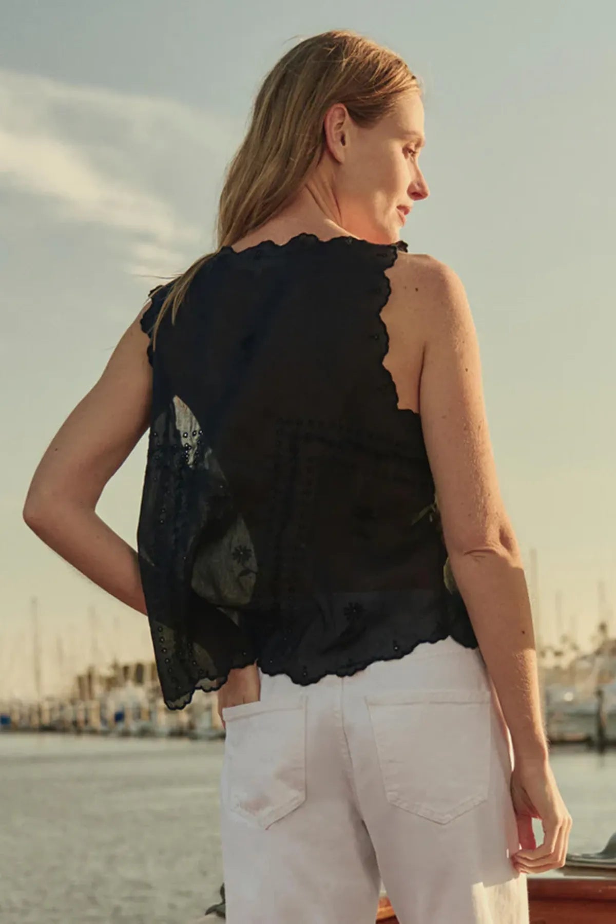 The Scalloped Eyelet Tank