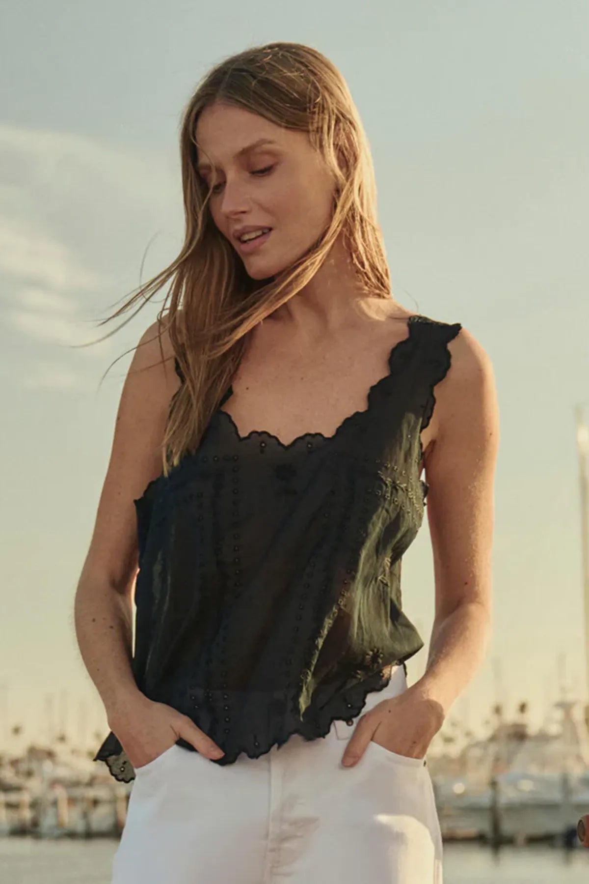The Scalloped Eyelet Tank
