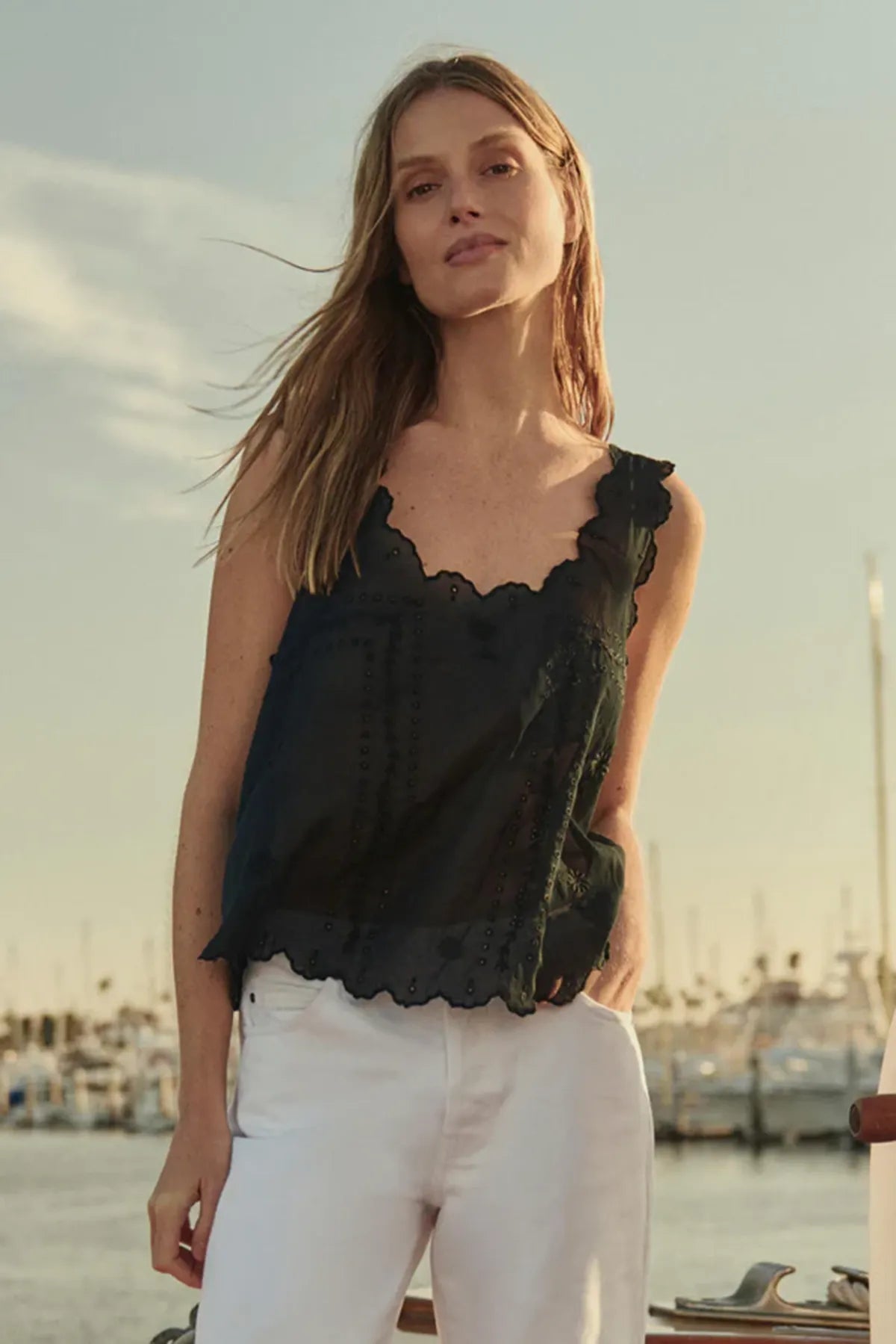 The Scalloped Eyelet Tank