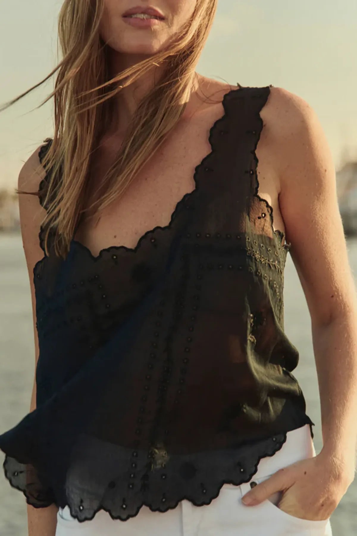 The Scalloped Eyelet Tank