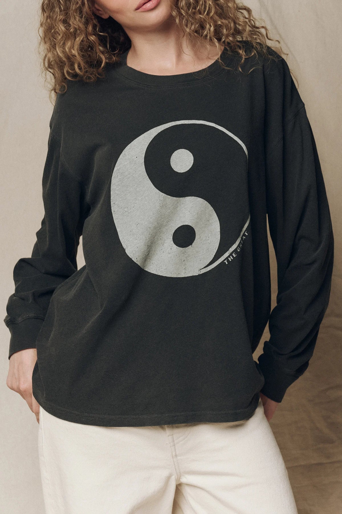 The Long Sleeve Relaxed Crew with Yin Yang Graphic