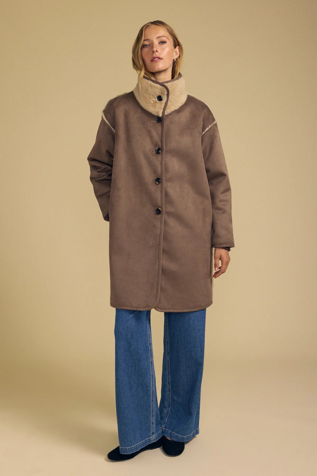 Yves Faux Suede Fur Reversible Coat Jackets &amp; Coats Velvet by Graham &amp; Spencer