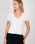 Amber Linen Short Sleeve V-Neck Tee T-Shirts Velvet   