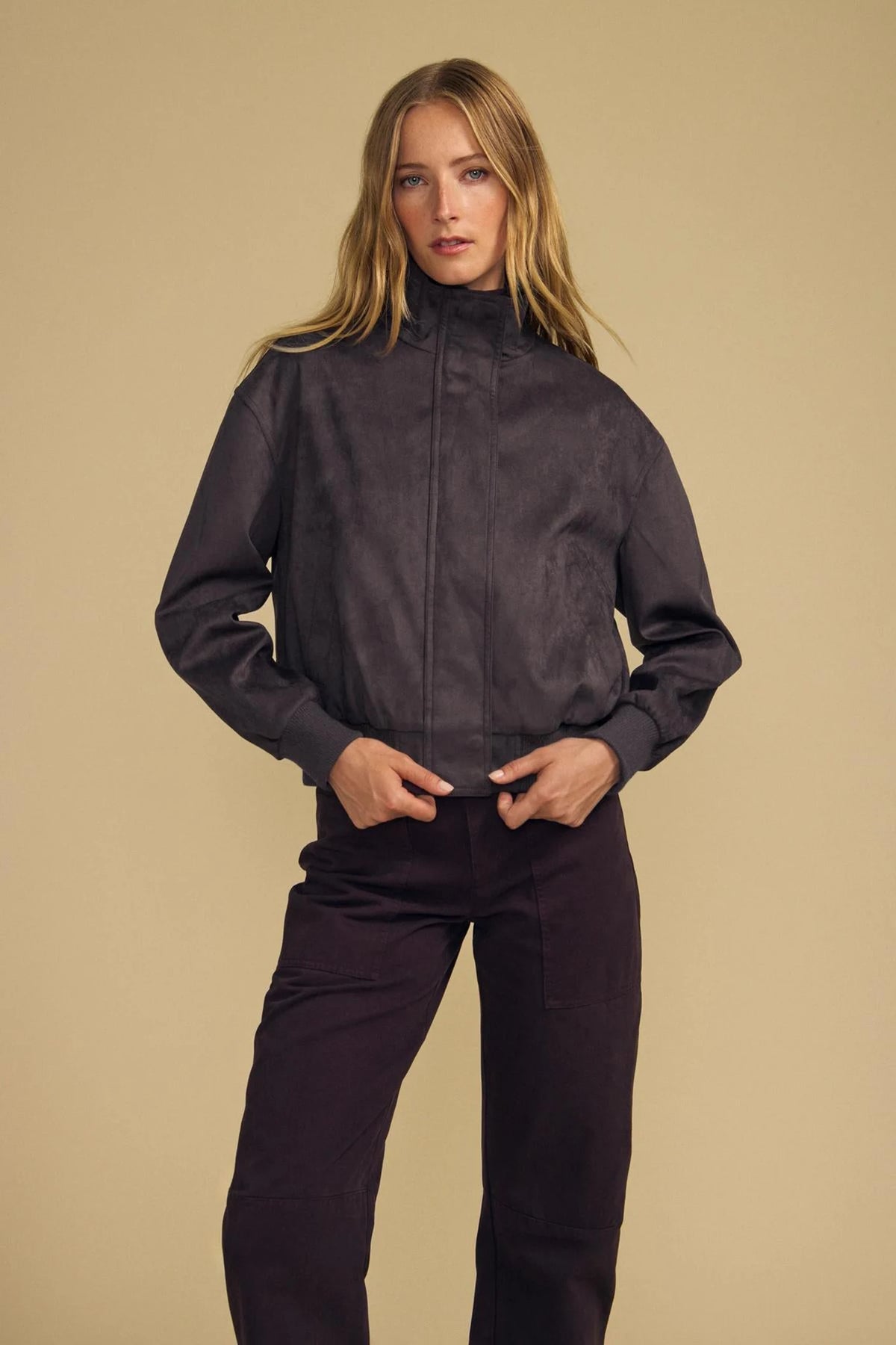 Quincy Faux Suede Bomber Jacket Jackets & Coats Velvet by Graham & Spencer