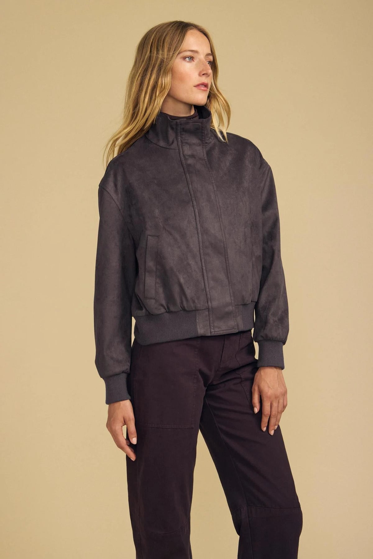 Quincy Faux Suede Bomber Jacket Jackets &amp; Coats Velvet by Graham &amp; Spencer
