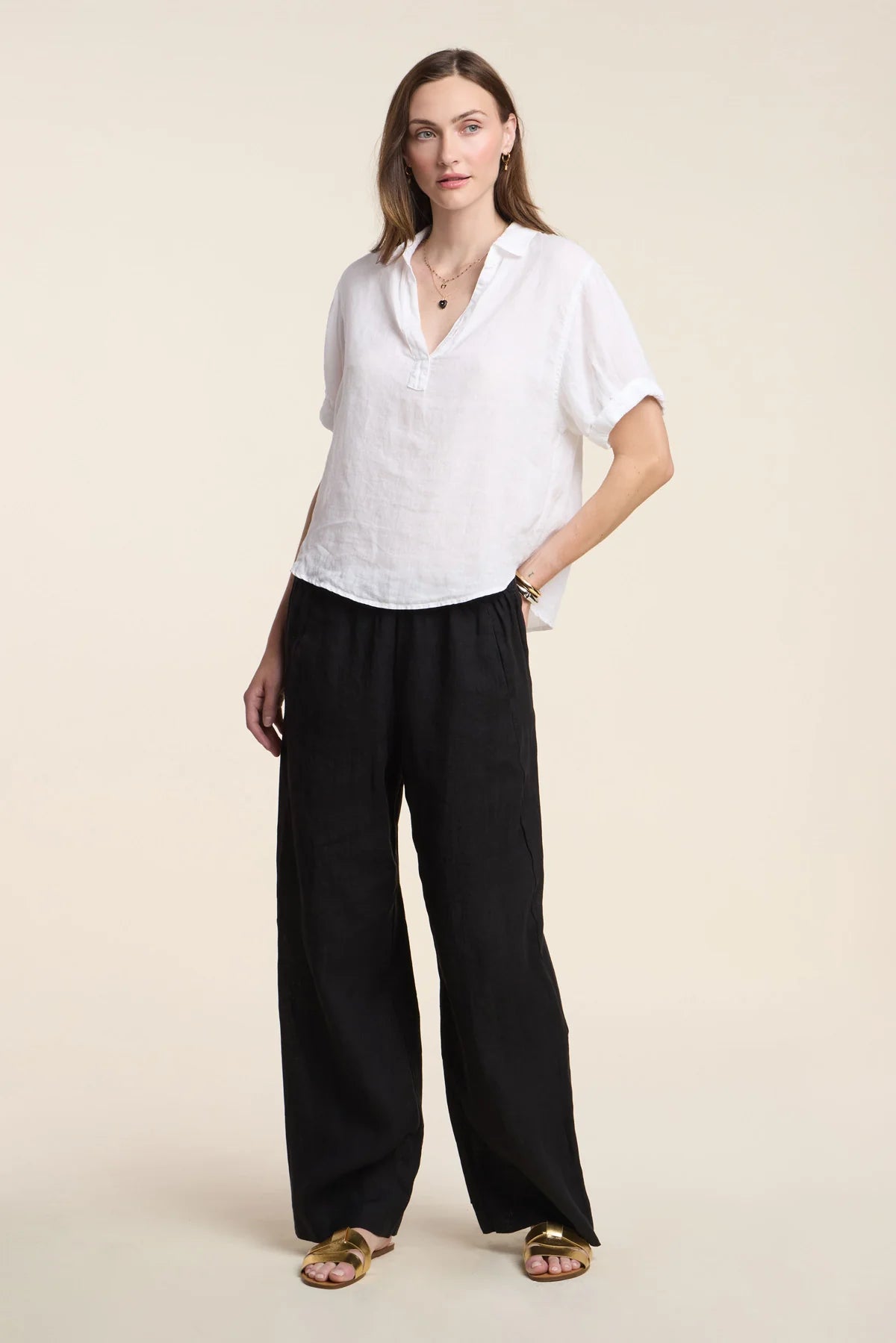 Vivica Linen Top Shirts &amp; Tops Velvet by Graham &amp; Spencer