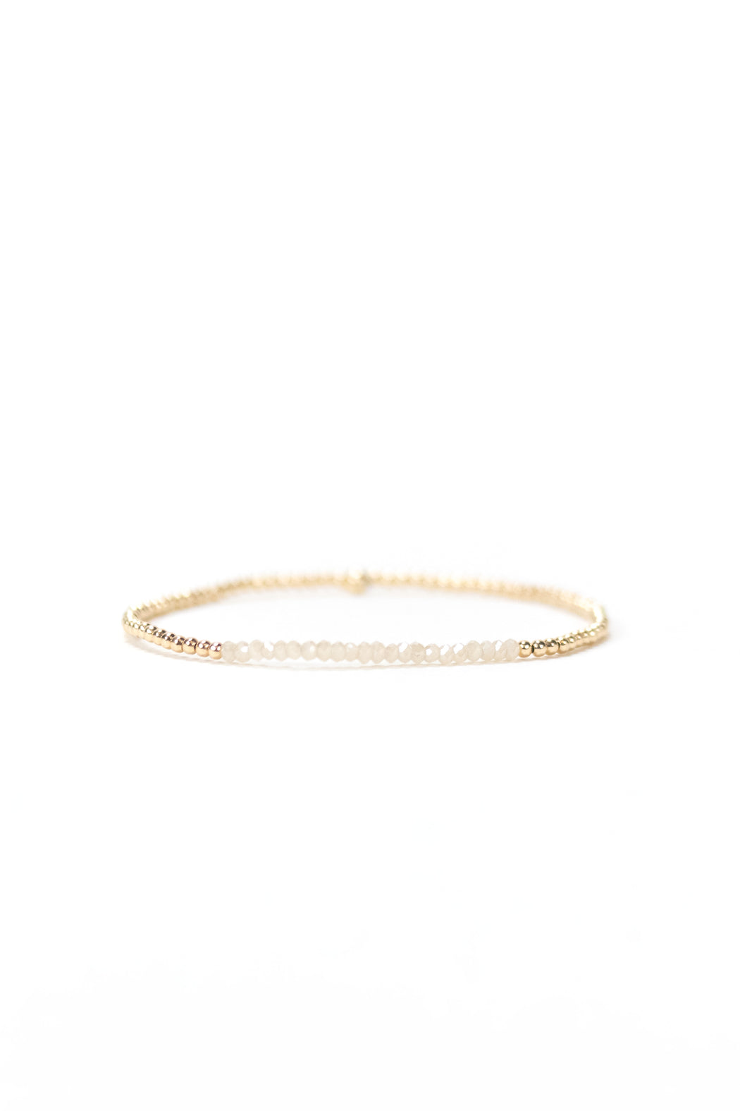 2mm White Crystal Beaded Bracelet