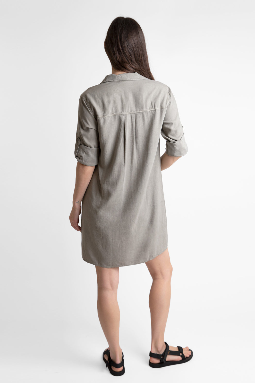    Bella-Dahl-A-Line-Rolled-Tab-Sleeve-Dress-Soft-Army