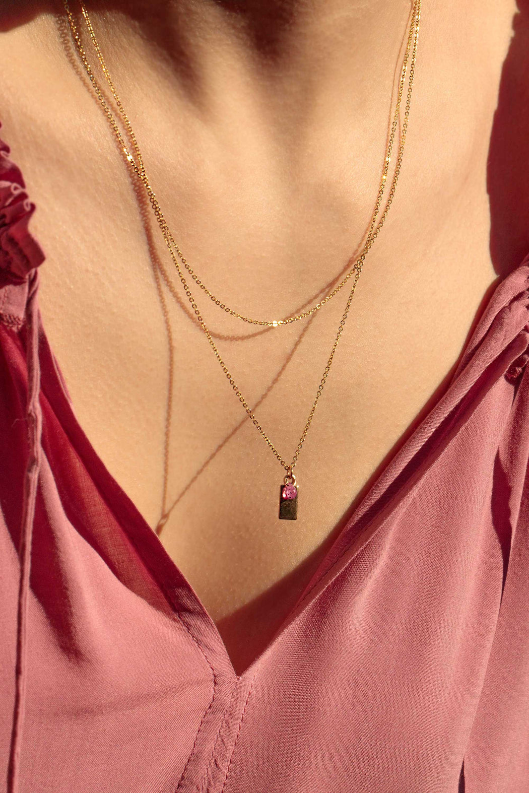 Blue Ruby Cause We Care Dog Tag Stone Gold Double Necklace