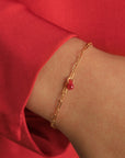 Blue Ruby Cause We Care Ruby Stone Link Chain Gold Bracelet