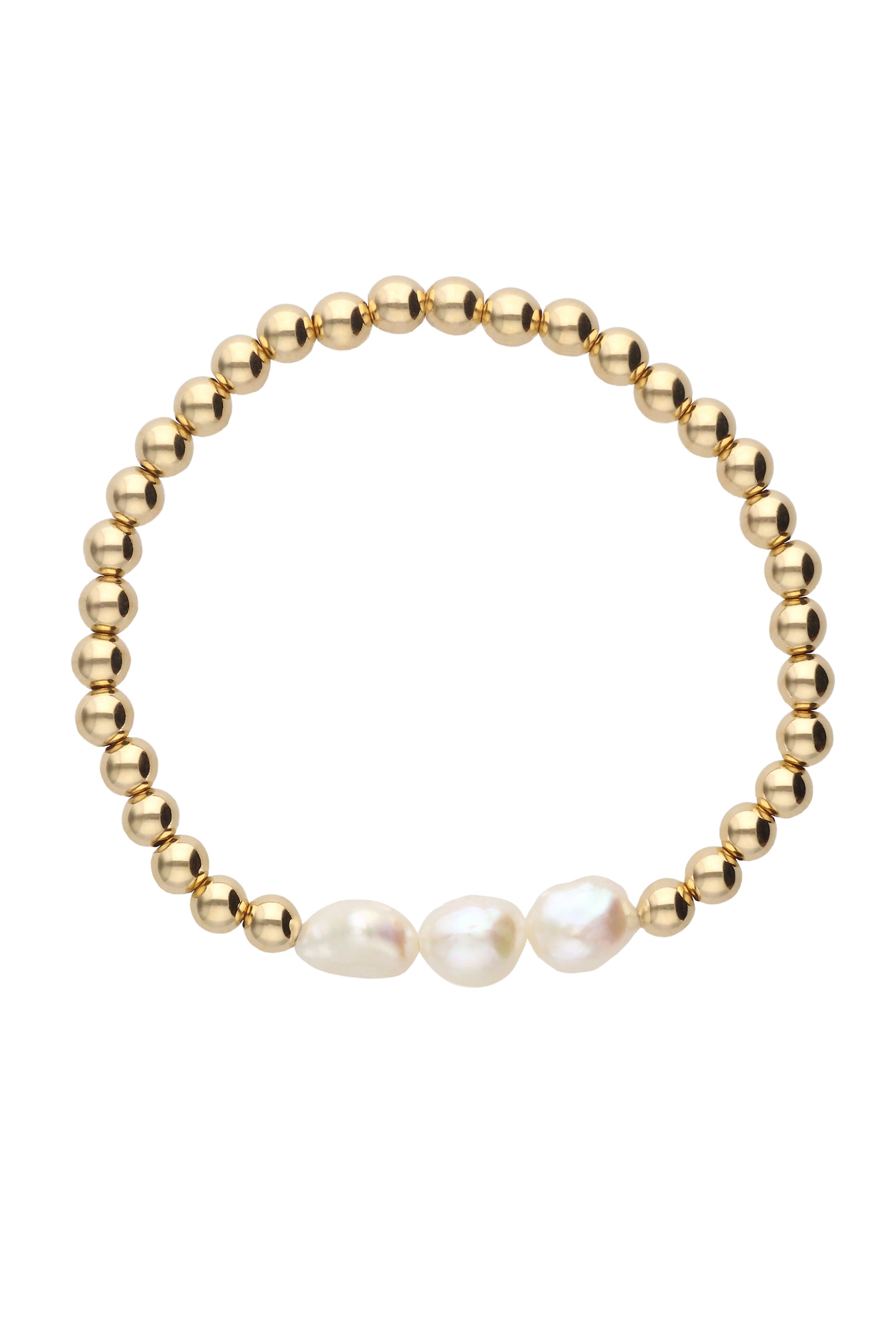 5mm Beaded 3 Baroque Pearl Bracelet