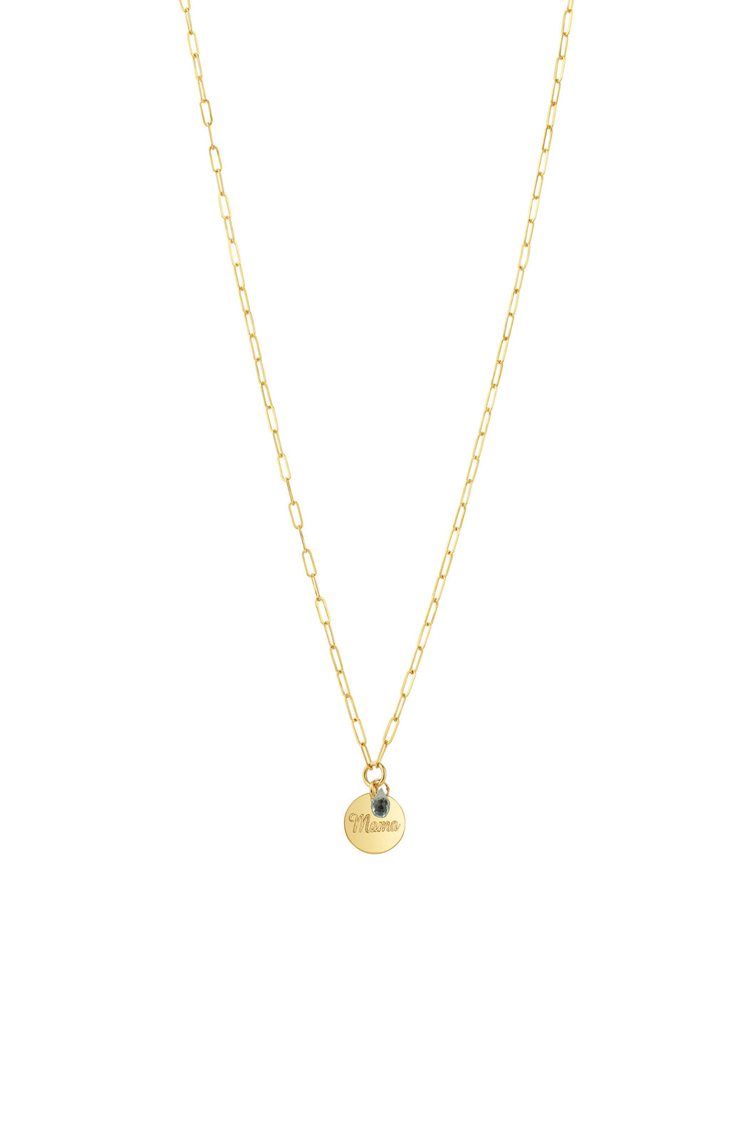 18" XS paperclip Mama Disc Stone Necklace