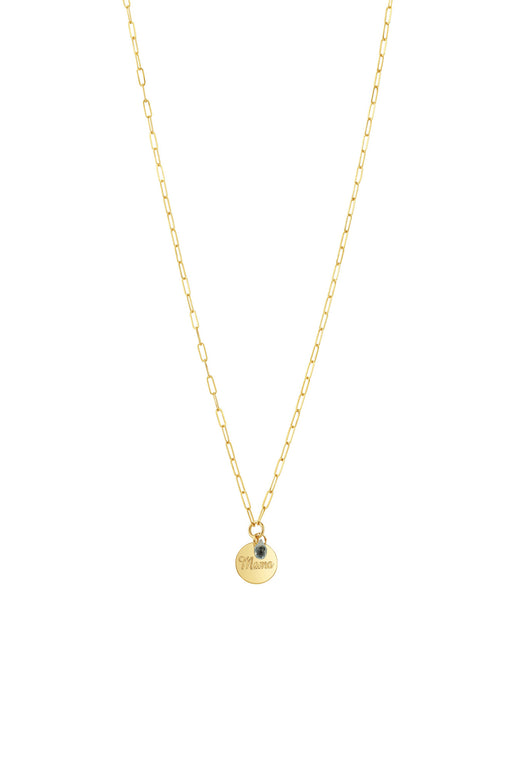 18" XS paperclip Mama Disc Stone Necklace