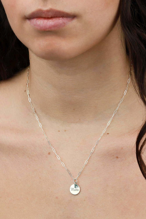 18" XS Paperclip Mama Disc Stone Necklace
