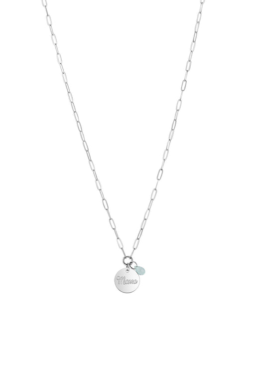 18" XS Paperclip Mama Disc Stone Necklace