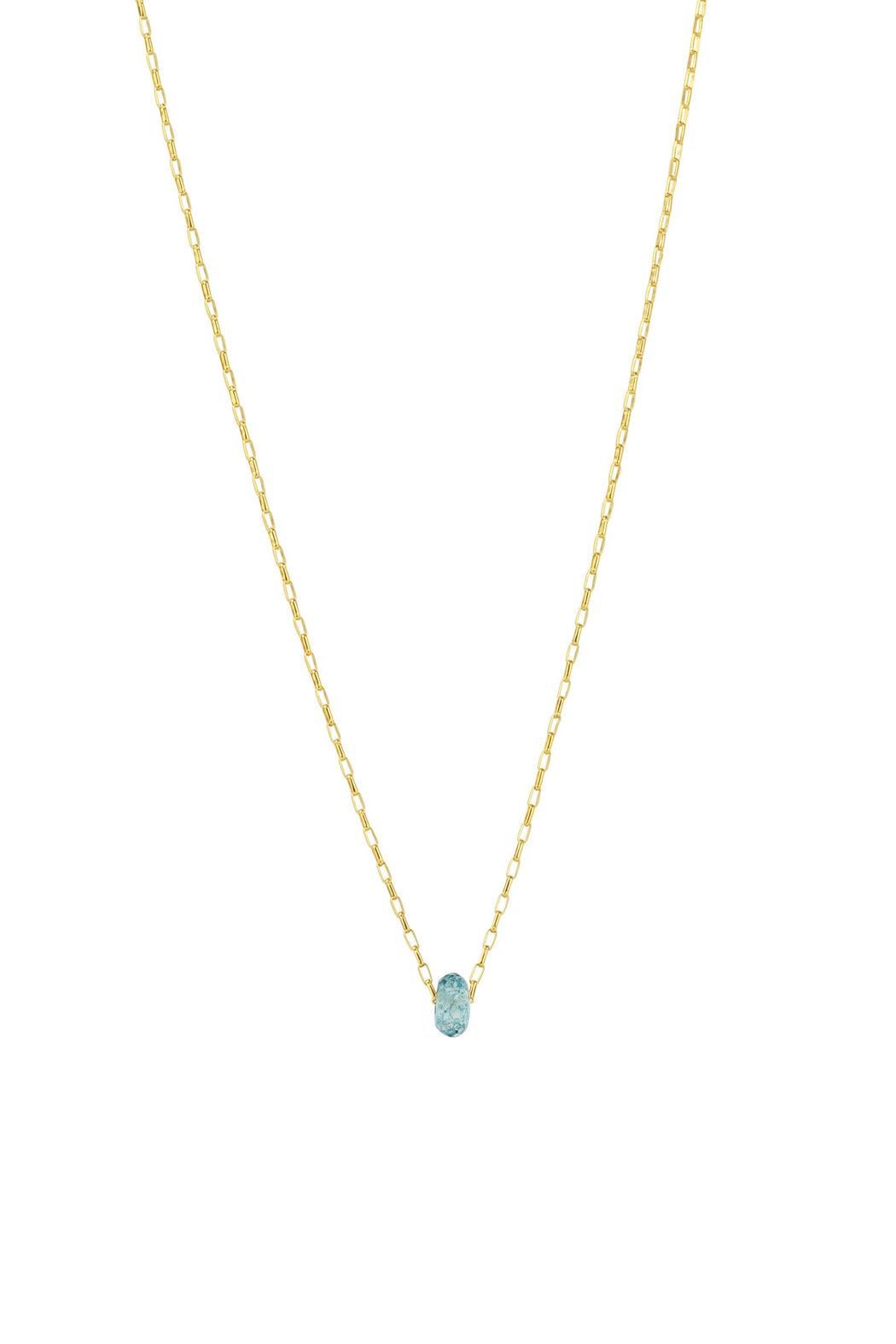 18" Small Rectangle Rolo Floating Stone Necklace