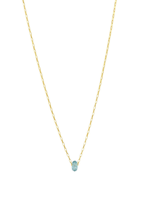 18" Small Rectangle Rolo Floating Stone Necklace