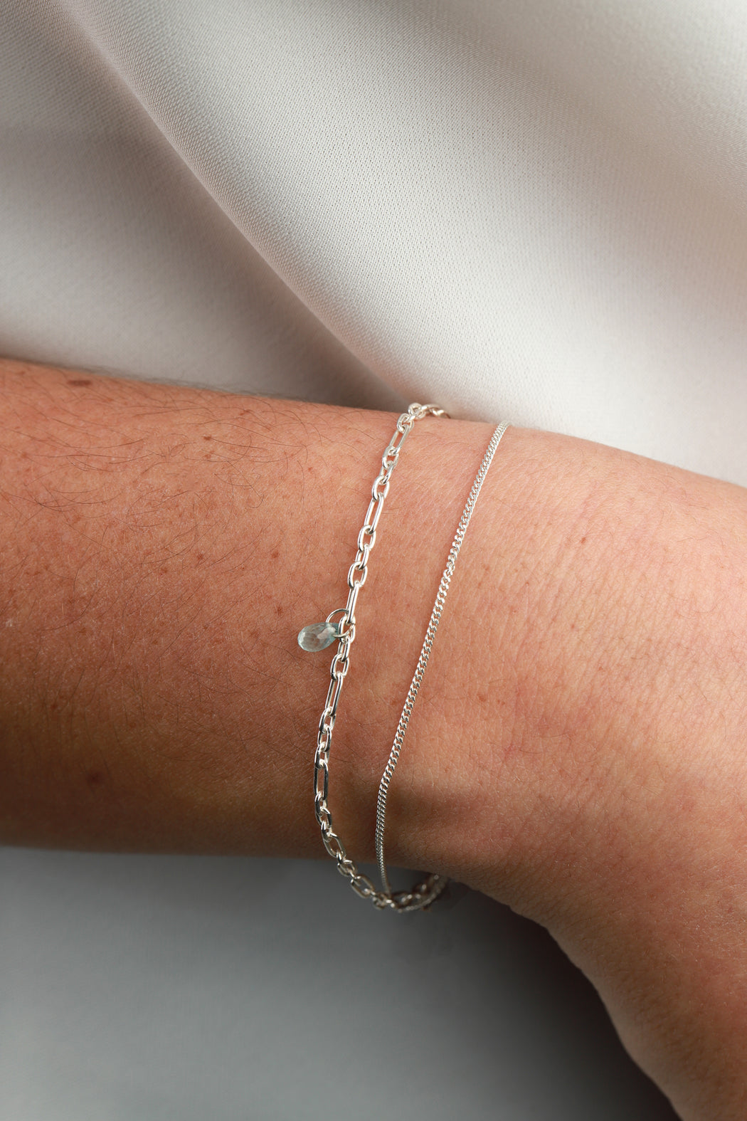 Two Row Long Short XS Curb Chain Bracelet