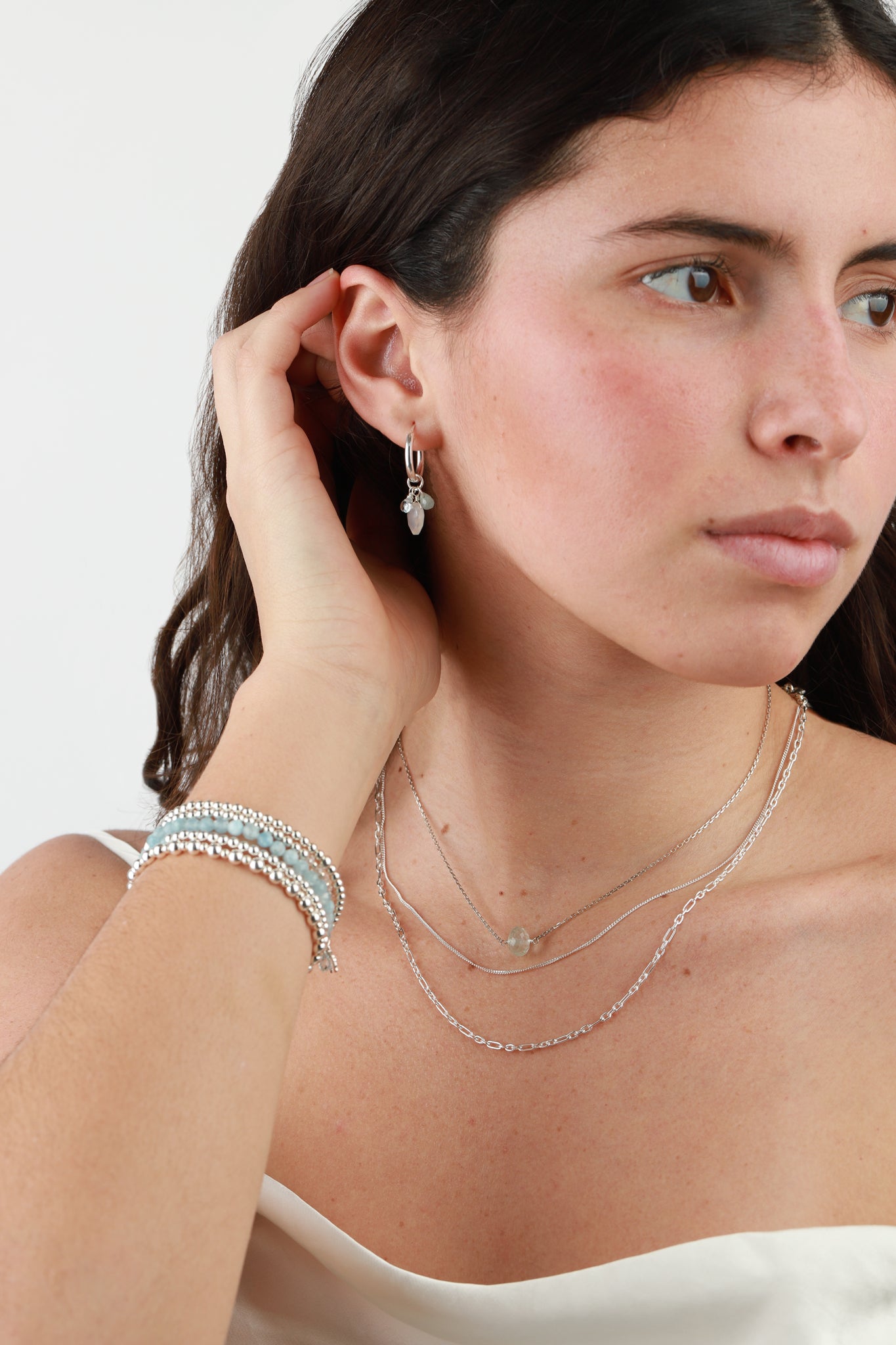 Two Row Long Short Curb Chain Necklace