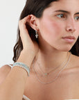Two Row Long Short Curb Chain Necklace