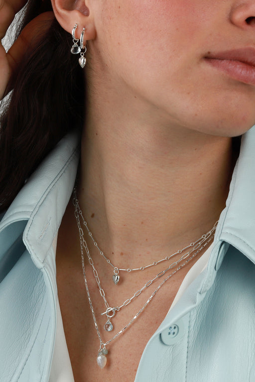 Bar Link Puffy Heart Necklace