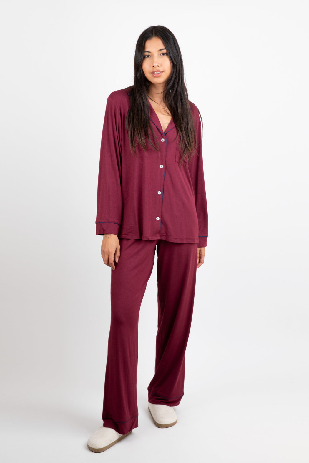 Eberjey-Gisele-Long-PJ-Set-Mulberry-Navy
