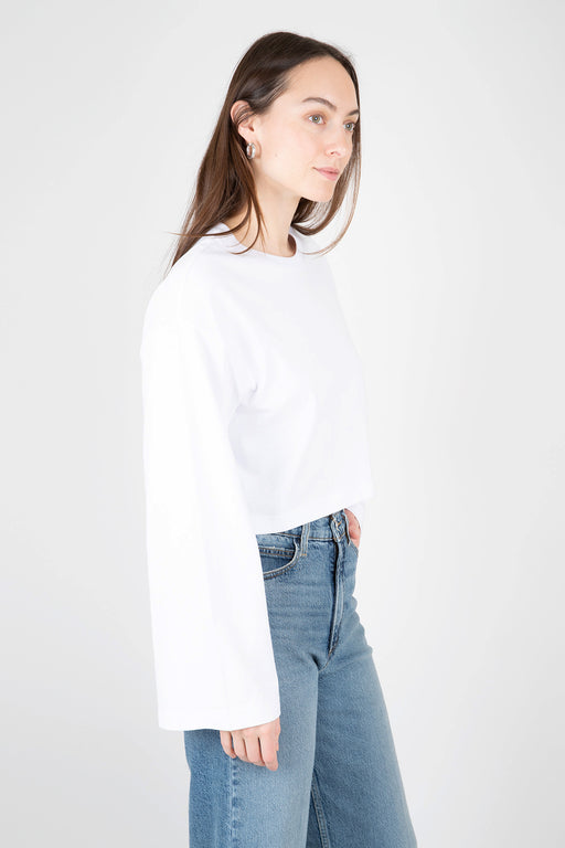 FRAME-Crop-Bell-Sleeve-Tee-Blanc